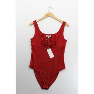 NWT WAYF red cinched tank top body suit womens large romantic ethereal angelcore